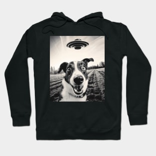 Funny Alien UFO Dog Selfie Hoodie